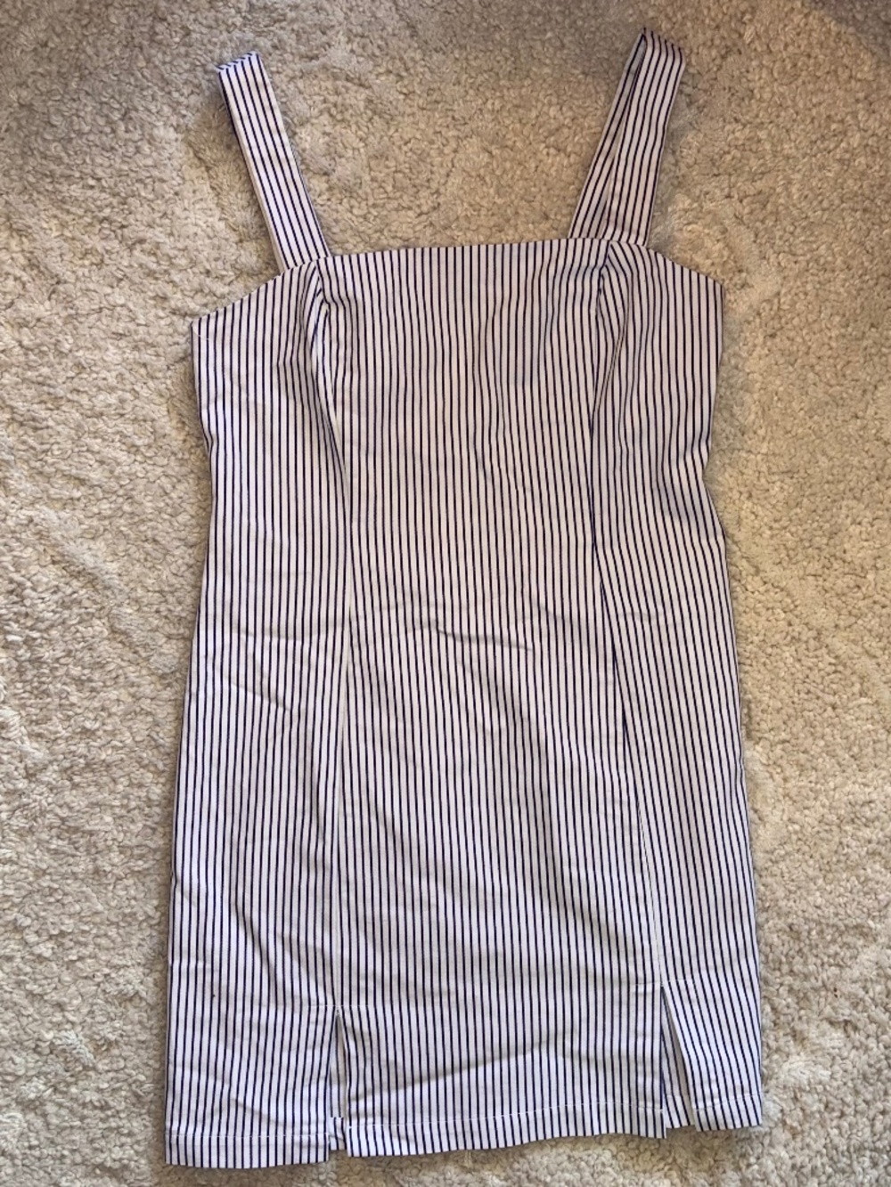 Striped White & Navy Forever 21 Dress, Size L